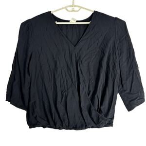 Faded Glory Womens Shirt Plus 4X Black V-Neck Minimalist Lightweight Capsule